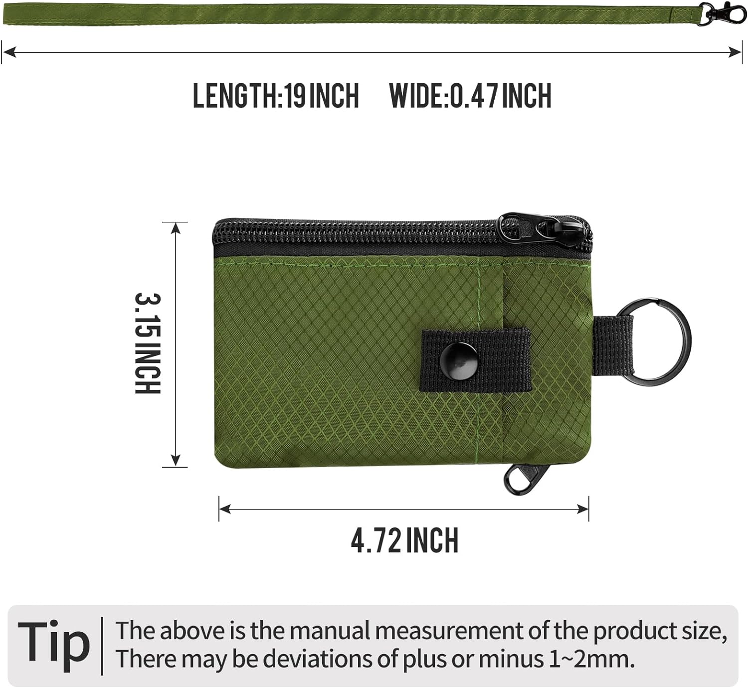 Porte-cartes RFID Minimaliste - Étui à Fermeture éclair étanche, Avec Fenêtre, Cordon Réglable 51,5 Cm - Pour Homme Et Femme - 9