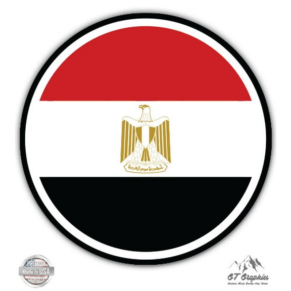 Egypt Flag - 3" Vinyl Sticker - For Car Laptop I-Pad Phone Helmet Hard Hat - Waterproof Decal