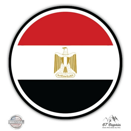 Egypt Flag - 3" Vinyl Sticker - For Car Laptop I-Pad Phone Helmet Hard Hat - Waterproof Decal