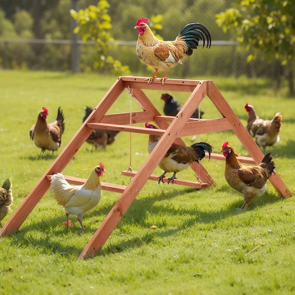 Extra Large Chicken Roosting Bars, DOMIPET 69" Wooden Chicken Roosting Ladder with Swing, Chicken Perches Activity Play Set for Coop Accessories, Fun Roost Toys for Hens, Easy to Assemble & Clean