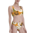 thumbnail image 2 of Daiia White Floral and Butterflies printed 2 piece Swimsuit Bikinis for Women High Waisted Racerback Bathing Suits Summer Tummy Control Scoop Neck Swimwear-Small, 2 of 8