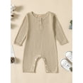 thumbnail image 2 of Wassery Baby Girl Boy Fall Solid Color Long Sleeve Round Neck Button Bodysuit Jumpsuits 3M 6M 12M 18M 24M Newborn Infant Cute Fall Clothes, 2 of 9