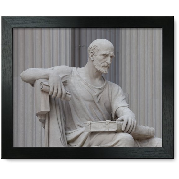Framed Print: National Archives, Statue Of Old Man With A Scroll And Closed Book
