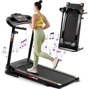 Folding Treadmill Portable Running Walking Jogging Exercise Machine With Phone Holder Black