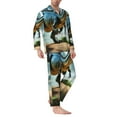 thumbnail image 2 of Salouo Lake Forest Dinosaur A Print Button-Front Long Sleeve Pajama Set for Men, Soft 2Pjs Men's Long Sleeve Sleepwear-Large, 2 of 7