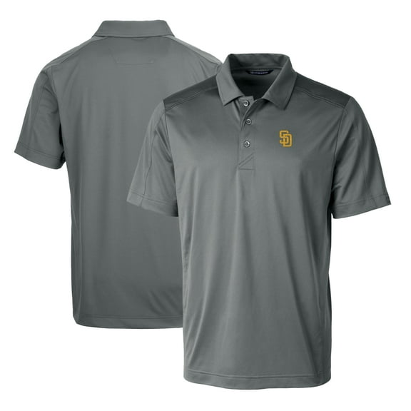 Men's Cutter & Buck Steel San Diego Padres Prospect Textured Stretch Big & Tall Polo