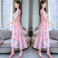 thumbnail image 1 of Bingirl Robe Longue Décontractée d'Été pour Femme à Manches Courtes, Motif Floral, Rose, m, 1 of 5