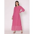 thumbnail image 6 of DressBerry Women's Solid Floor Length Georgette Dress Puff Sleeves Tiered Summer Wear Flared Maxi Dress, 6 of 7