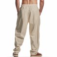 thumbnail image 5 of Akiihool Big and Tall Linen Pants Mens Casual Pants with Pockets Chinos Pants Men Slim Fit Khaki,S, 5 of 9