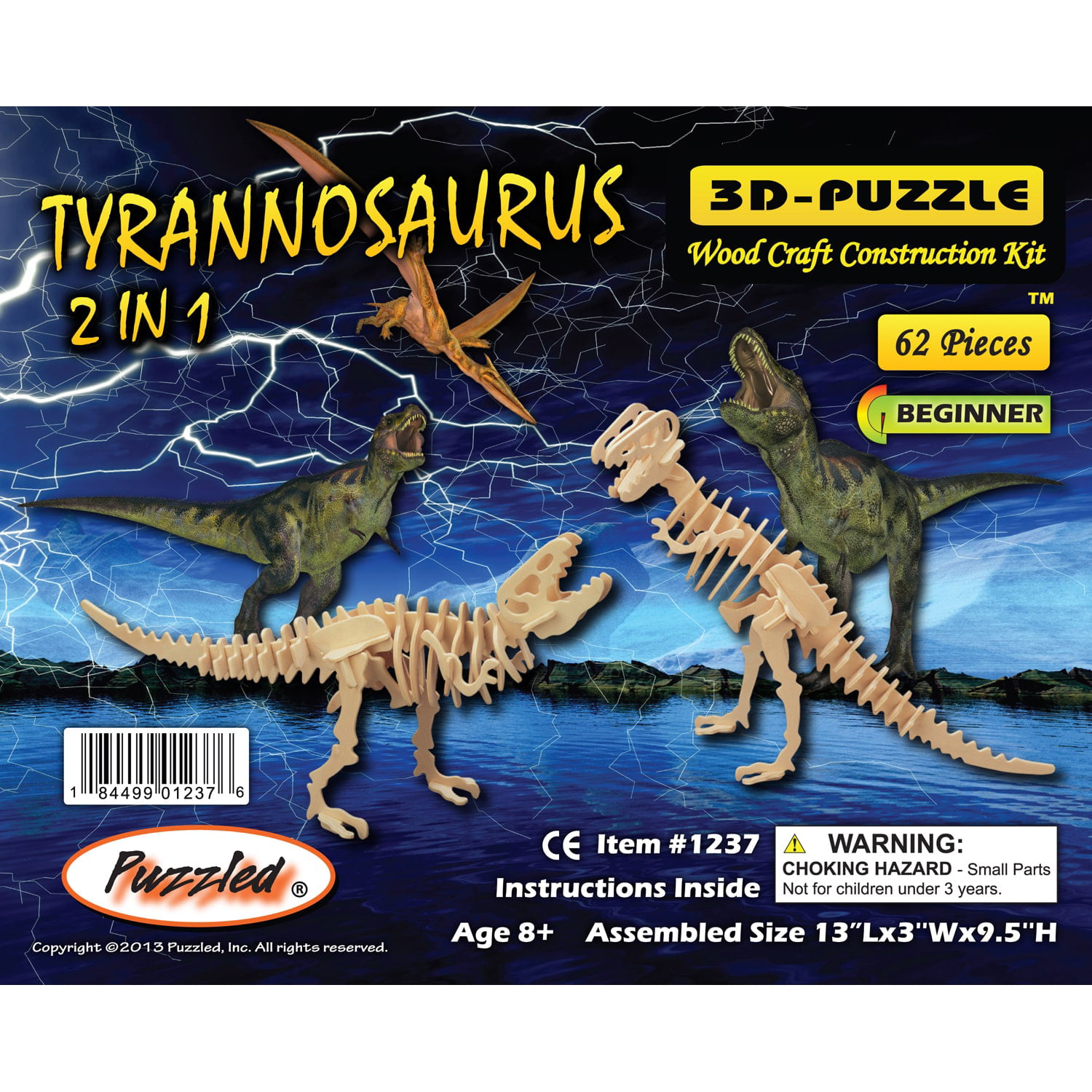 Tyrannosaurus 2 Dinosaur 3D Hobby Wooden Model Laser Cut/ Puzzle Kit
