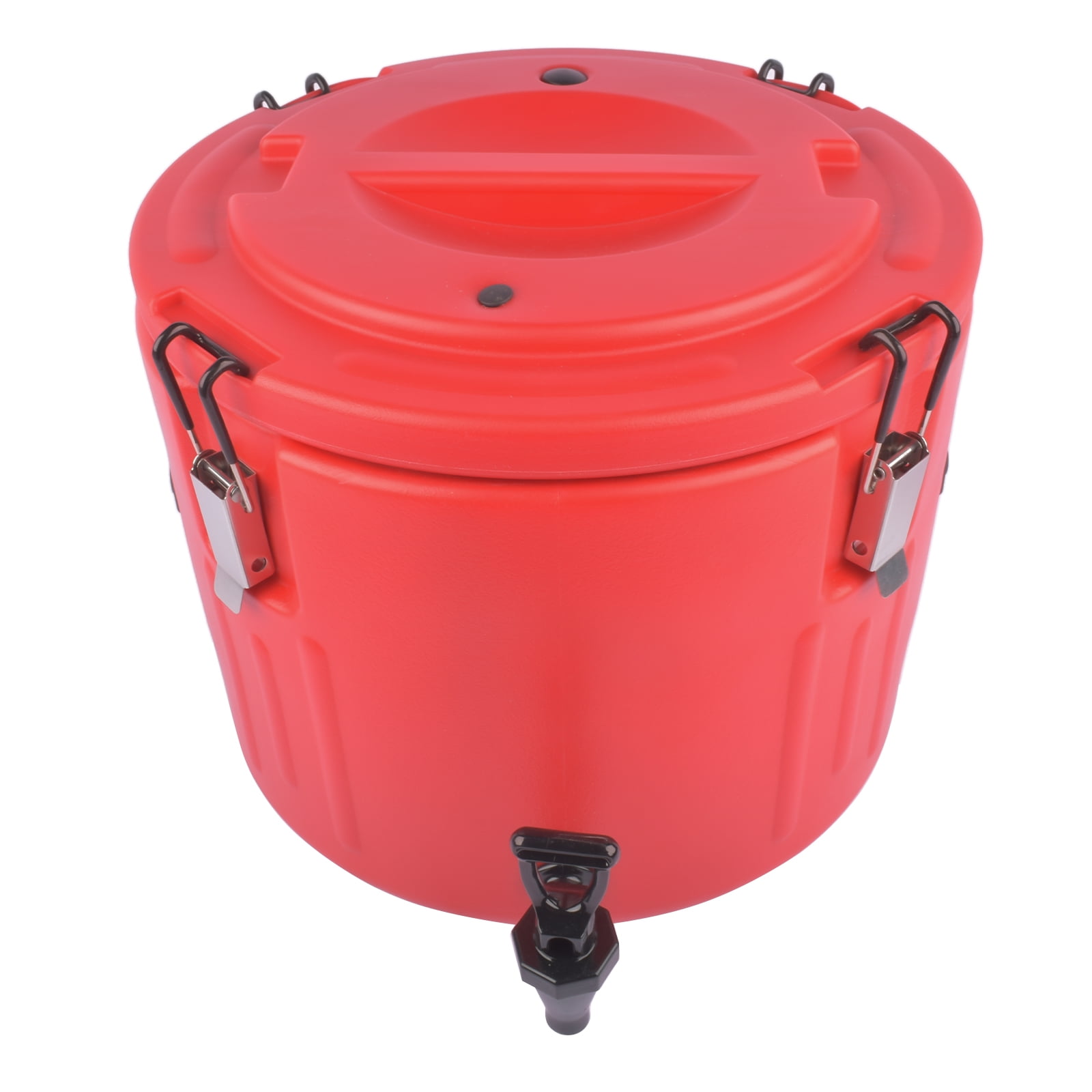 Insulated Beverage Cooler Ice and Hot Drink Dispenser with 304 Stainless Steel Interior and Spout, Portable Water Cooler with Handles, Outdoors Water Jug, Red (2.6/4/5 Gallon)