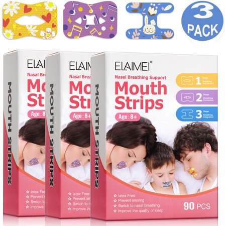 Elaimei 270PCS Kids Aldult Mouth Tape for Less Mouth Breathing, Latex Free Safe Sleep Aid, 3 Shapes Children Sleep Strips for Adatation/Correction/Consolidation Period
