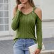 thumbnail image 1 of MHFRRA Top de Manga Larga Acanalado con Hombros descubiertos para Mujer, Elegante y Sexy. Verde, 1 of 4