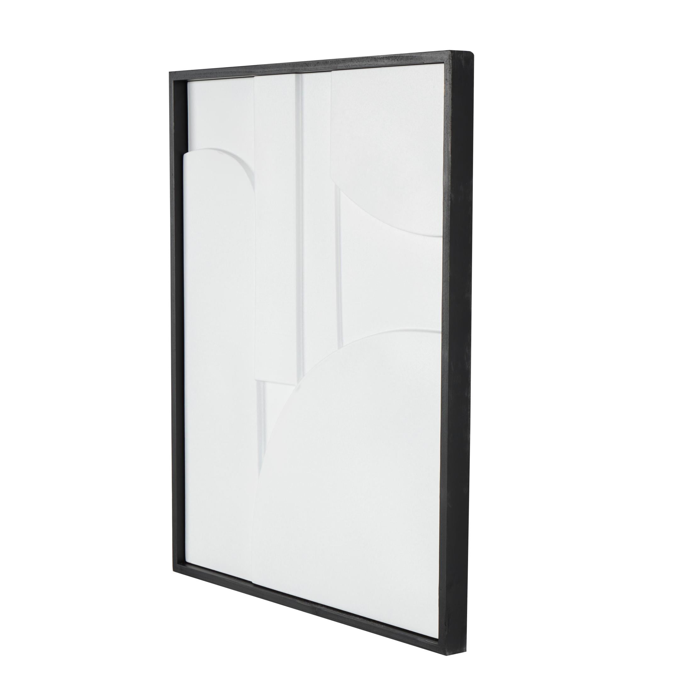 26" x 31" Dimensional Curved Art Deco Geometric Framed Wall Art with Black Wooden Frame, by DecMode