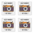 thumbnail image 1 of Saying Coaster Set of 4, Retro Bohemian Photo Camera and Typography on a Spotted Backdrop Digital Object, Square Hardboard Gloss Coasters, Standard Size, Multicolor, by Ambesonne, 1 of 2