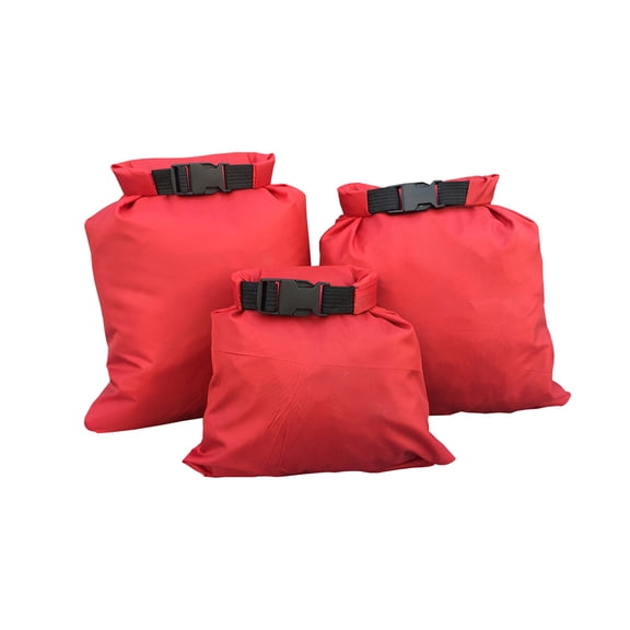 FELTECHELECTR 3Pcs Waterproof Dry Bag for Camping and Hiking Watertight Storage in Red Nylon Material