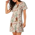 thumbnail image 2 of Disketp Floral Cowboy Boots para Camisón Corto de Manga Corta para Mujeres, Camisón Cómodo con Escote Redondo, Bonito y Confortable, 2 of 6