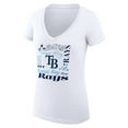 thumbnail image 2 of Women's G-III 4Her by Carl Banks White Tampa Bay Rays Collage Team Graphic V-Neck Fitted T-Shirt, 2 of 5