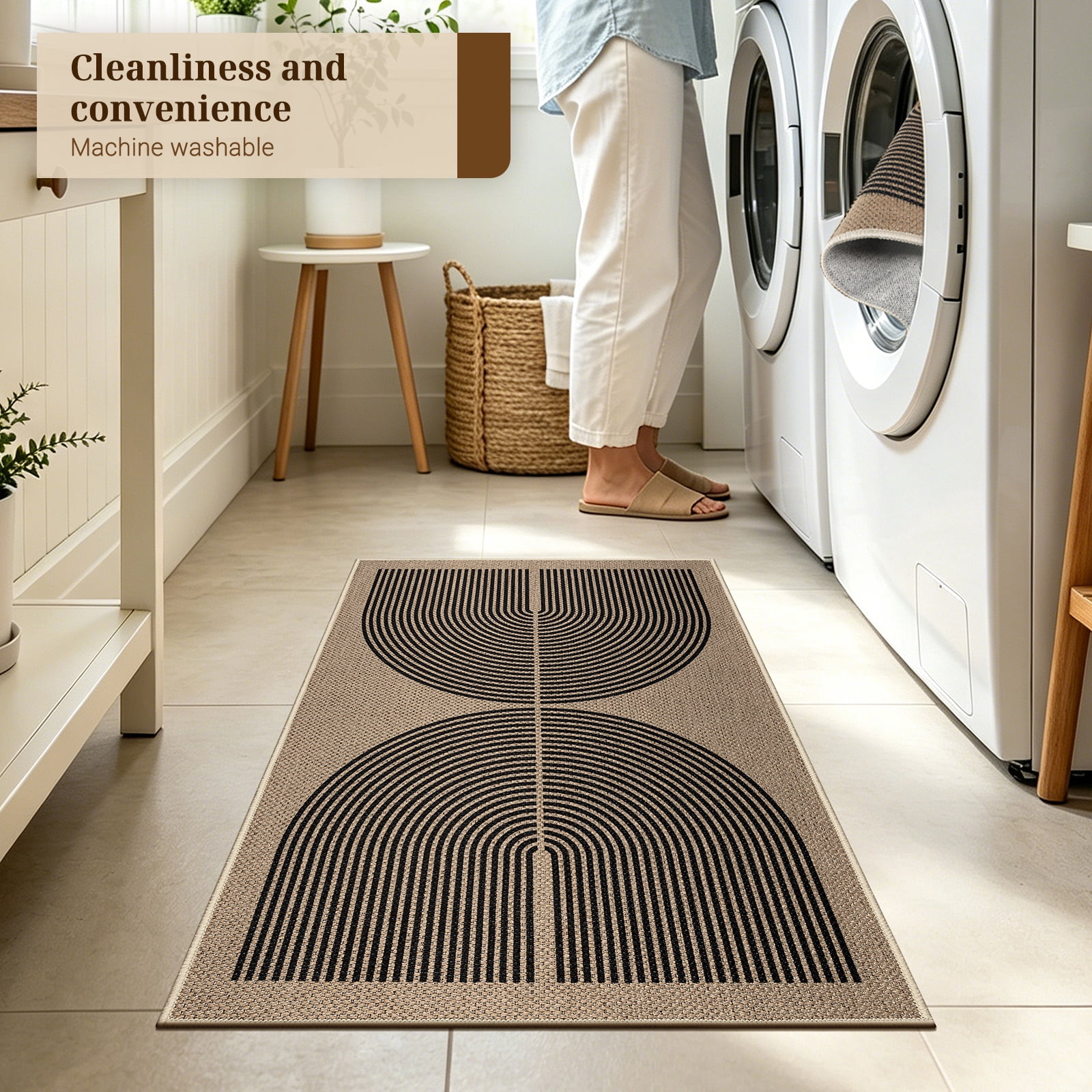 ORGOWEL Front Door Mat 2x3ft Non-Slip Easy Jute Indoor Outdoor Entrance Doormat Washable Absorbent Low Profile Resist Dirt Inside Door Mats for Patio Porch Entryway,Black