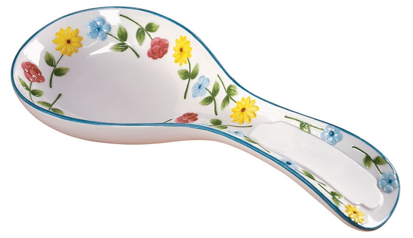 Spoon Rest Spatula Tea Bag Fork Holder Flowers Handmade Kitchen Decor Utensil 
