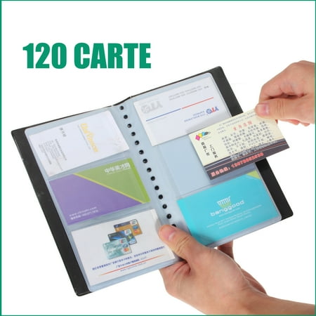 - Leather 40 Pages 120 Cards Business Name ID Credit Card Holder Book Organizer Keeper Wallet Case