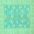 thumbnail image 1 of Ahgly Company Machine Washable Indoor Square Oriental Turquoise Blue Traditional Area Rugs, 7' Square, 1 of 4