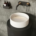 thumbnail image 2 of VIGO Montauk Modern White Matte Stone 15 in. L x 15 in. W x 5 in. H Round Vessel Bathroom Sink, 2 of 9