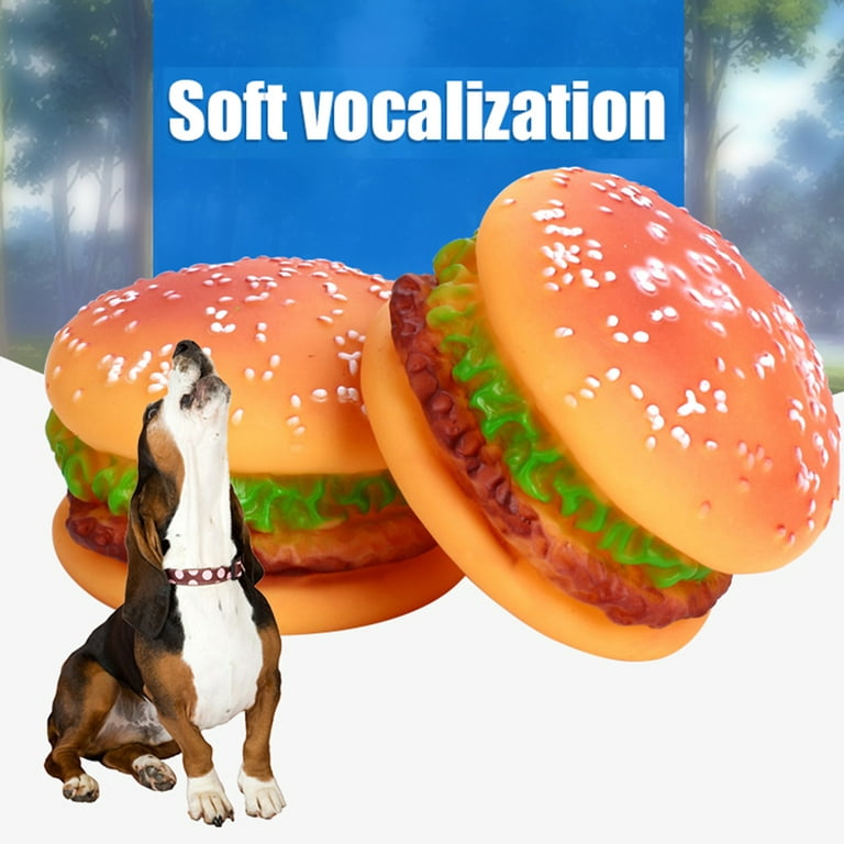 Pet Enjoy Pet Hamburger Chew Toys Hamburger Shaped Food Toy Squeaky Dog Toy  Dogs Safe Durable Puppy Chew Toy for Dogs Teeth Cleaning and Playing 