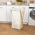 thumbnail image 3 of Household Essentials X-Frame Bamboo Hamper, Washable Natural Liner and Bamboo Frame, Eco-Friendly and Renewable, Folds for Storage, Simple and Chic, 3 of 12