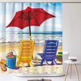 thumbnail image 2 of Summer Shower Curtain Sets - Sea Beach Recliner Bathroom Curtain, Waterproof Polyester Fabric Bath Decoration with 12 Hooks, 71 x 71 Inch, 2 of 6