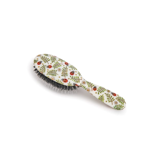 Rock & Ruddle Cepillo de pelo natural con cerdas de jabalí mixtas para mujeres y niños (pequeño 6,9") - Perfecto para cabello húmedo o seco, desenredar, alisar y secar con secador - Diseñado y fabrica
