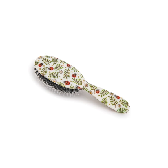 Rock & Ruddle Cepillo de pelo natural con cerdas de jabalí mixtas para mujeres y niños (pequeño 6,9") - Perfecto para cabello húmedo o seco, desenredar, alisar y secar con secador - Diseñado y fabrica