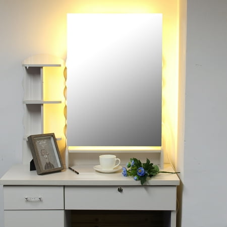 Bathroom Radio Wall Mounted Meigar 27''x19'' Wall Mounted Dimmable LED Lighted Mirror Bathroom Home Office Frameless Backlit Wall Mirror Anti-Fog with Touch ButtonToday's Specials ()