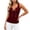 Wine, variant on Tank Top for Women Solid Color Ribbed Sleeveless Fashion Square Neck Lace‑Up Cami with Gold Heart Chain Detail Slimming Bodycon Casual Summer Blouse