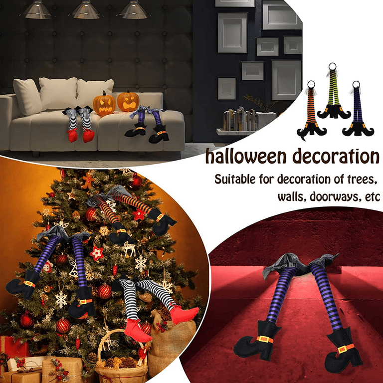 Set 3 Funny Hanging Witch Boot Legs Door Hanger Halloween Prop Witchy Home Decor Set 3 Funny Hanging Witch Boot Legs Door Hanger Halloween Prop Witchy Home Decor