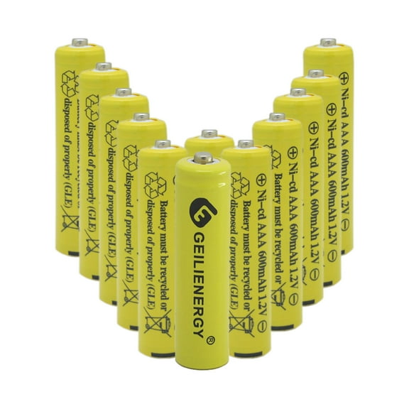 GEILIENERGY Solar Light Batteries AAA Nicd AAA 600mAh 1.2V  for Garden Lights Remotes Mice(12 PACK)
