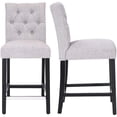 thumbnail image 3 of Jameson 24" Linen Fabric Tufted Upholstered Counter Stool (Set of 2), 3 of 8