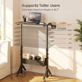 thumbnail image 2 of Kyspho Mobile Standing Desk with Wheels & Storage, Adjustable Height Rolling Laptop Cart with Cup Holder, Fits Treadmills, Black, 31.5" x 15.75", 2 of 10