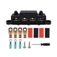 thumbnail image 4 of 4 Stud Power Distribution Block Marine Bus Bar Universal 4x Terminal Studs Terminal Distribution Block for Marine Solar System Car RV M8 Black, 4 of 8