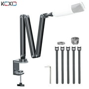 KUXIU Microphone Stand, Adjustable Microphone Suspension Boom Scissor Arm Stand, Screw Adapter, Sticky Strips