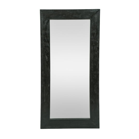 Noble House Froid Rustic Handcrafted Mango Wood Full Length Standing Mirror, Black and Brown