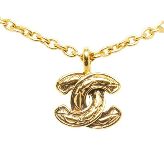 Pre-Owned Vintage Chanel Matelasse Coco Mark Necklace, Gold Plated, Women's, CHANEL (Good)