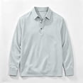 thumbnail image 6 of Hngshg Mens T-Shirts Big and Tall Comfy Button Up Collared Tops Long Sleeve Solid Color Pullover Tee Shirts, 6 of 7