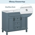 thumbnail image 4 of 36'' Bathroom Vanity with Sink and Mirror Cabinet, Modern Bathroom Cabinet Set with Soft Closing Doors ,Storage Shelves and Drawers, Wooden Frame Bathroom Cabinet Combo, Blue, 4 of 8
