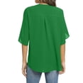 thumbnail image 3 of Dreluolixuan Womens Western Shirts Short Sleeve V Neck Blouses Front Button Tees Loose Fitted Comfy Solid Color Shirts 2024 Fashion Trendy Clothing Green L, 3 of 7