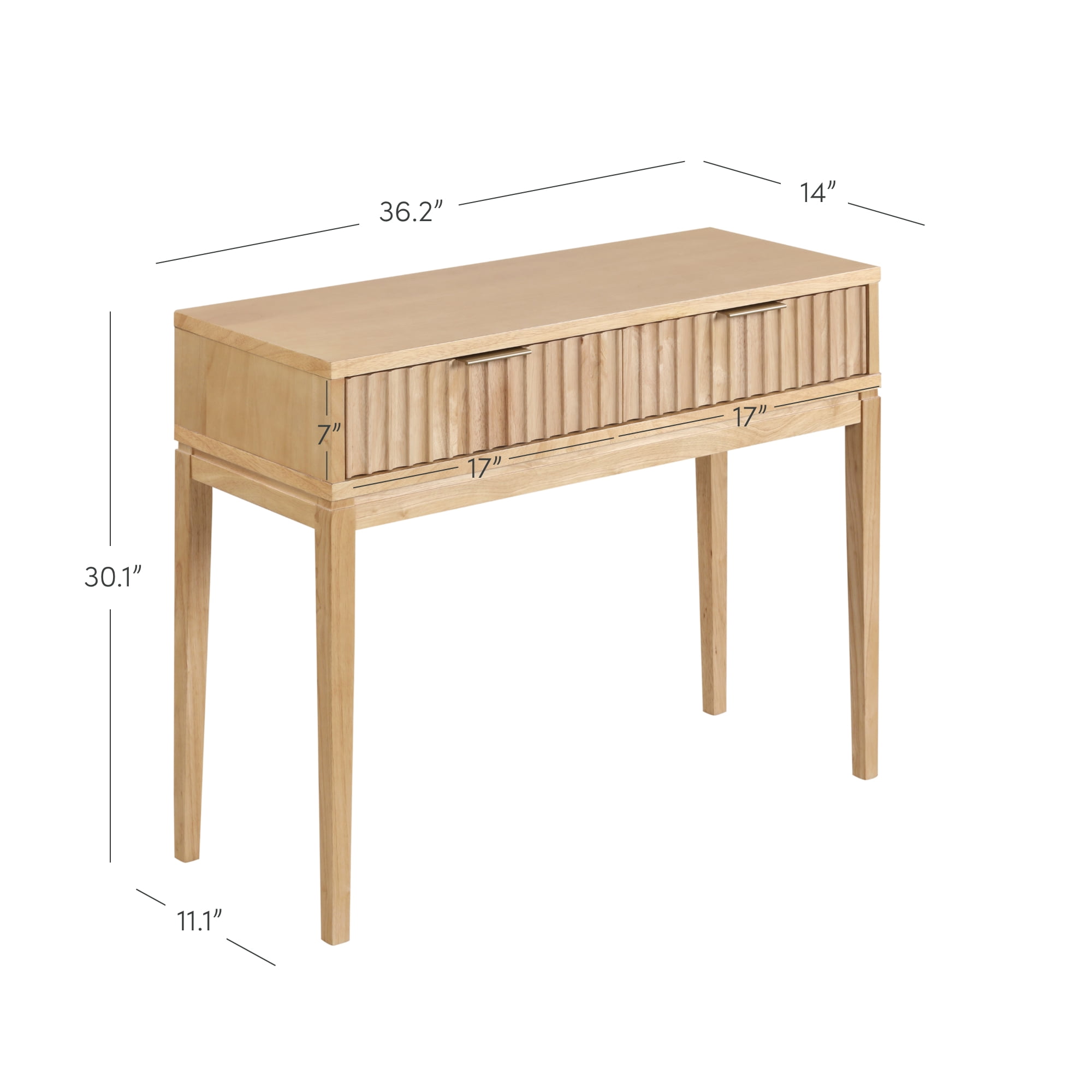 Nathan James Jasper Bohemian Hallway Table, Entryway Table with Storage Drawers, Fluted Sofa or Couch Accent Table, Natural Brown