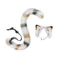 thumbnail image 1 of Conjunto de orejas y Cola de gato Fernando para cosplay Cola larga de gato carnaval fiesta de graduación Negro Naranja Blanco, 1 of 8