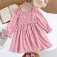 thumbnail image 5 of mgoYE Birthday Girl Dress Girls Long Sleeve Dress Dot Square Neck Smocked Spring Fall Dresses(Pink,5-6 Years), 5 of 7