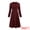 Wine Red, variant on Wrap A-Line Pleated Midi Long Sleev Dress L Wine Red