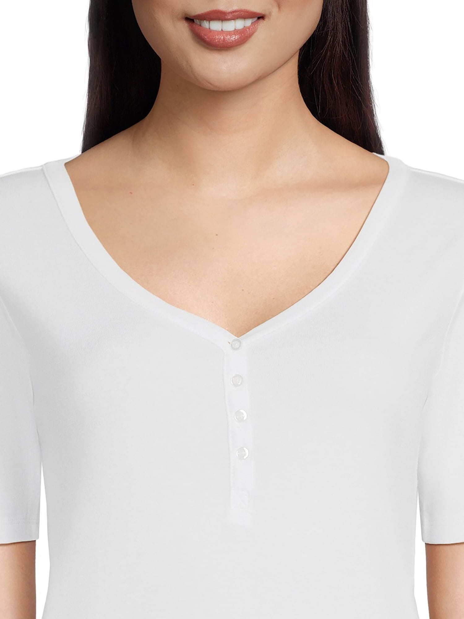 RealSize Women's Ribbed Henley Shirt, Sizes XS-3XL